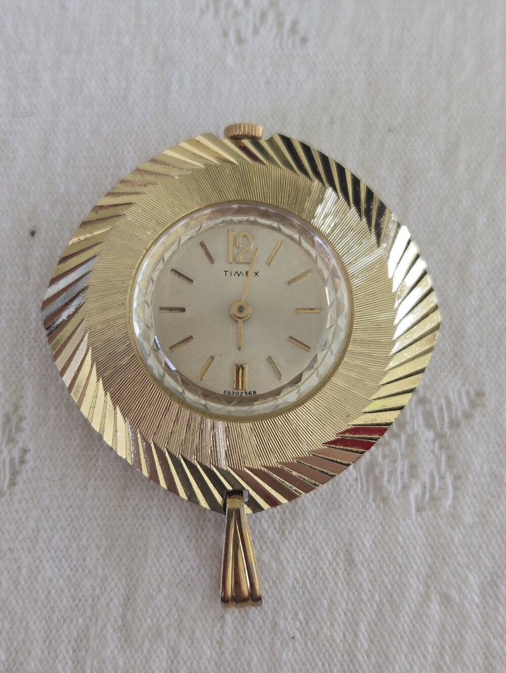 Timex Gold-Tone Circular Decorative Pocket Watch Accent Aluminum Vintage